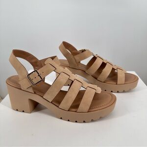 Sun + Stone Daisee Fisherman Sandals in Sand size 11 Chunky Platform Heels NIB